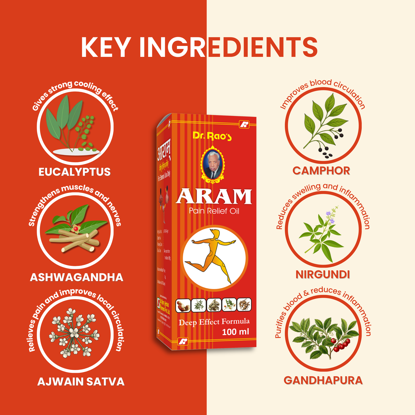 Back Pain, Knee Pain & Muscle Recovery Support – Aram Ayurvedic Pain Relief Oil (Roll-On Available)