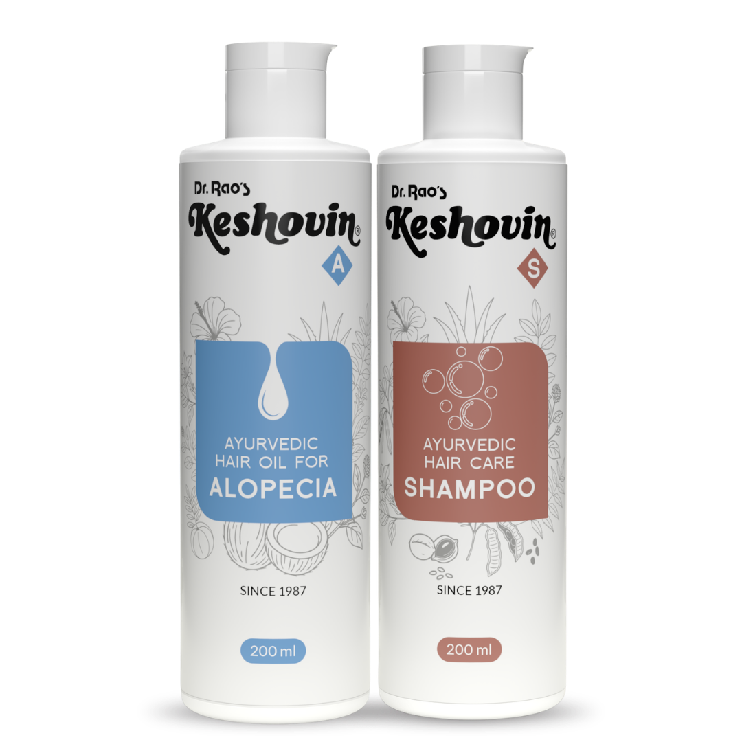 Reduce Bald Patches, Beard Hair Loss & Control Hair Thinning – Keshovin-A Ayurvedic Hair Oil for Alopecia