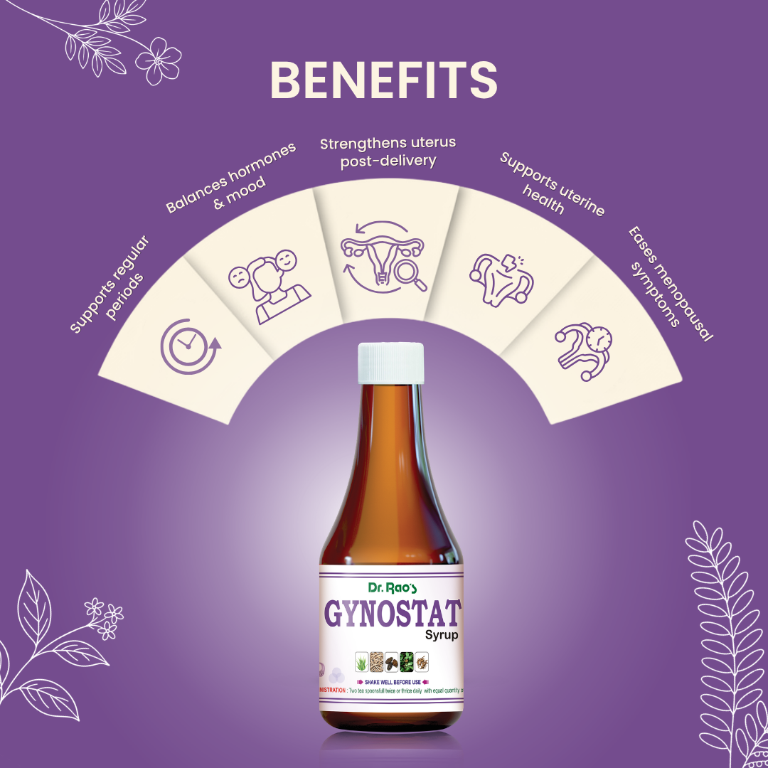 Menstrual Regulation, Hormonal Balance & Uterine Health Support – Gynostat Ayurvedic Syrup